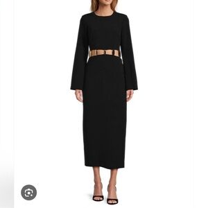 ANTONIO MELANI Black Long Sleeve Dress with Gold Belt